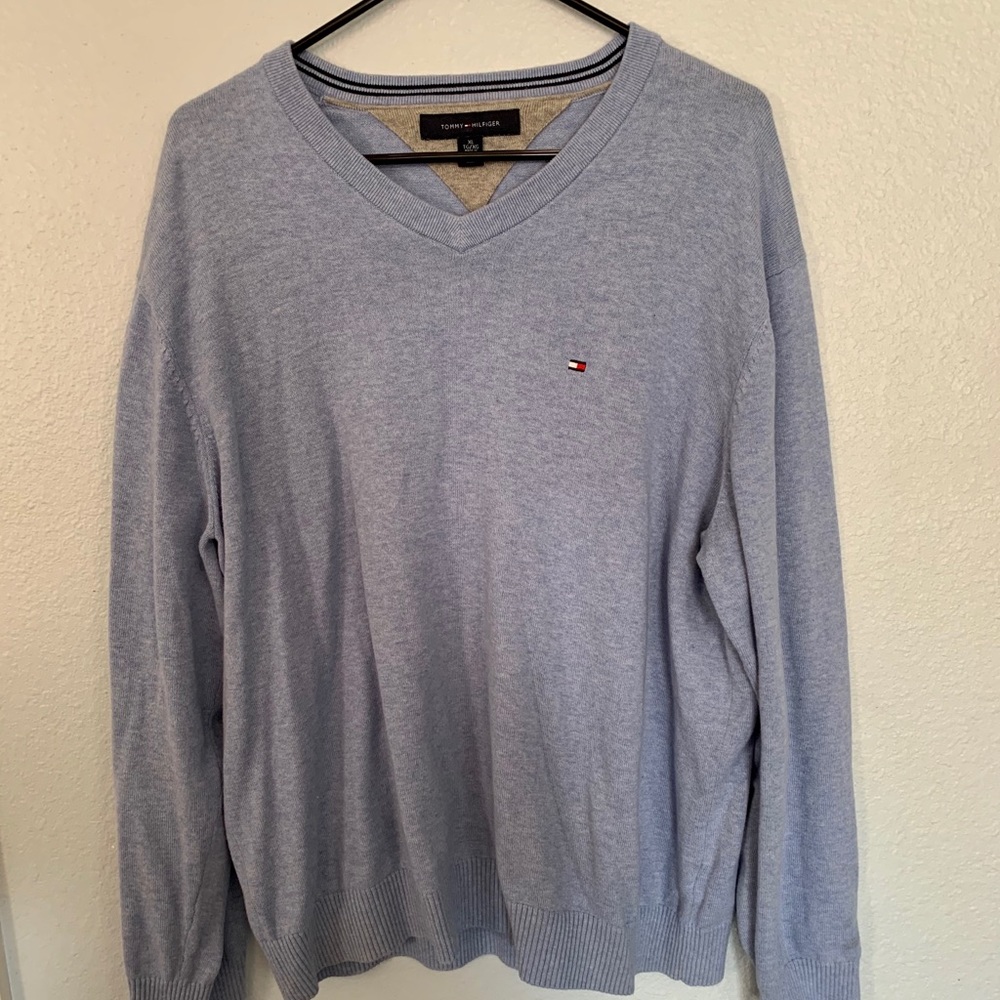 Tommy Hilfiger Baby Blue Mens Sweater EUC